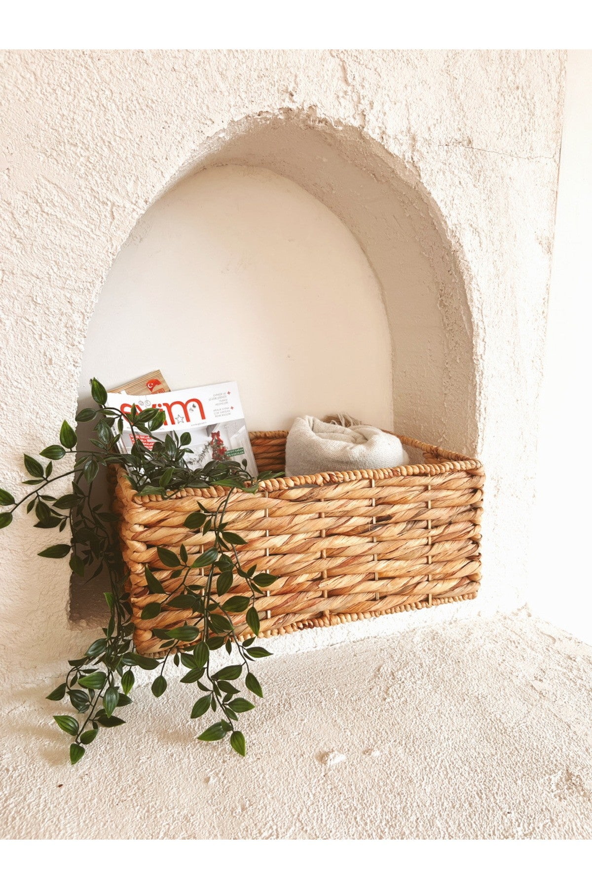 Hasır Sağlam Su Sümbülü 41x30x18cm Düzenleyici/Sepet/Organizer