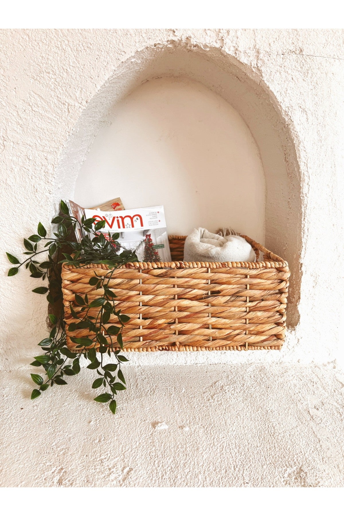 Hasır Sağlam Su Sümbülü 41x30x18cm Düzenleyici/Sepet/Organizer