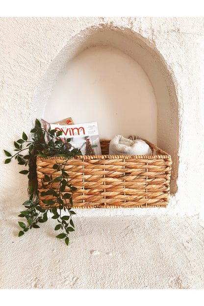 Hasır Sağlam Su Sümbülü 41x30x18cm Düzenleyici/Sepet/Organizer