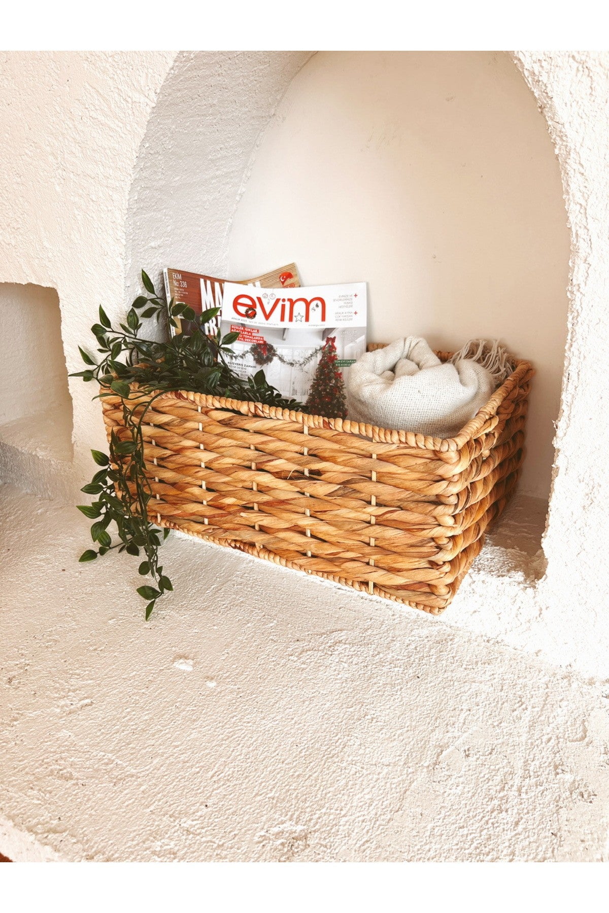 Hasır Sağlam Su Sümbülü 41x30x18cm Düzenleyici/Sepet/Organizer