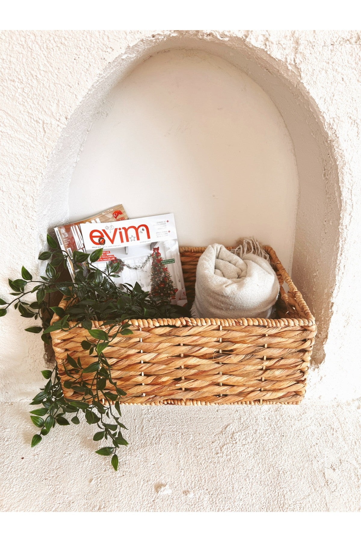 Hasır Sağlam Su Sümbülü 41x30x18cm Düzenleyici/Sepet/Organizer