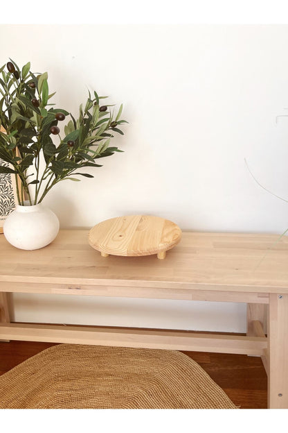 Ahşap Yuvarlak Ayaklı Stand/Sunum Tabağı/Peynir Tabağı