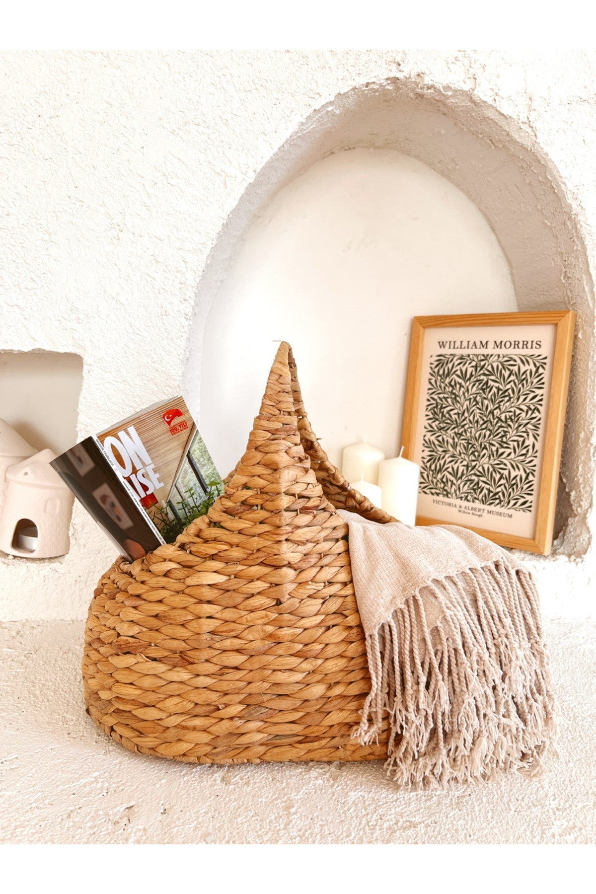 Hasır Su Sümbülü Kulplu Dergilik/Gazetelik/Hasır Sepet