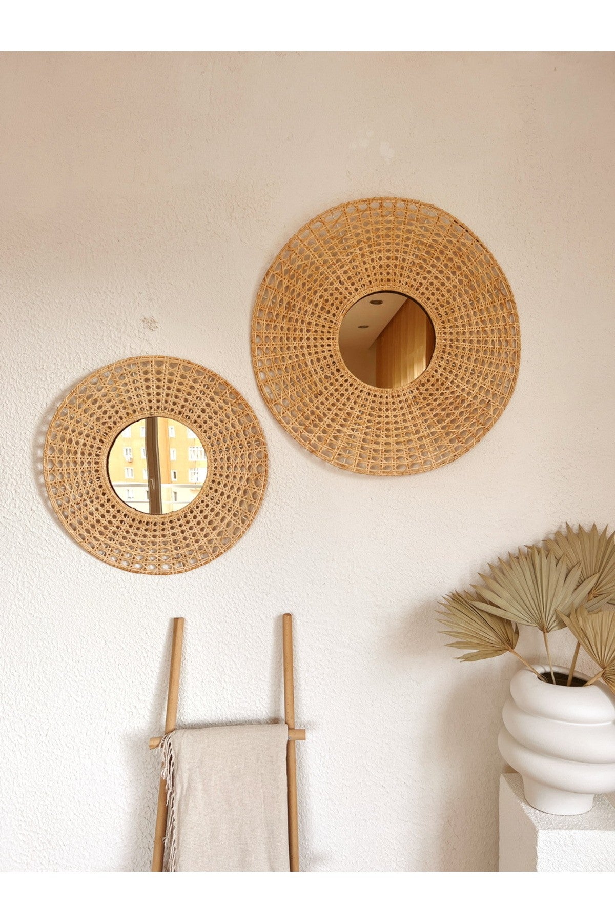 Bambu / Rattan Dekoratif Ayna 55cm