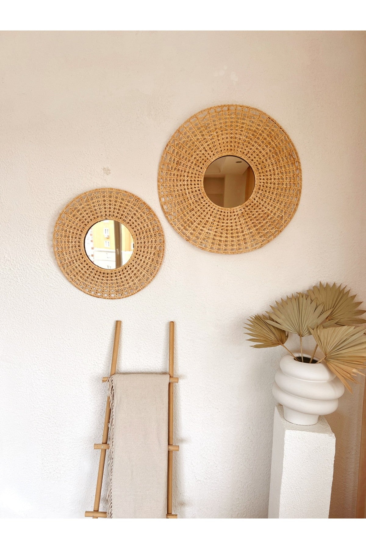 Bambu / Rattan Dekoratif Ayna 55cm