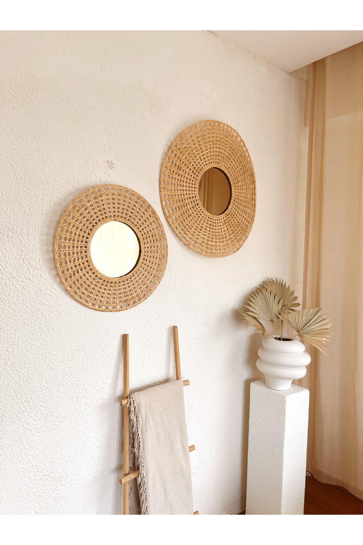 Bambu / Rattan Dekoratif Ayna 55cm