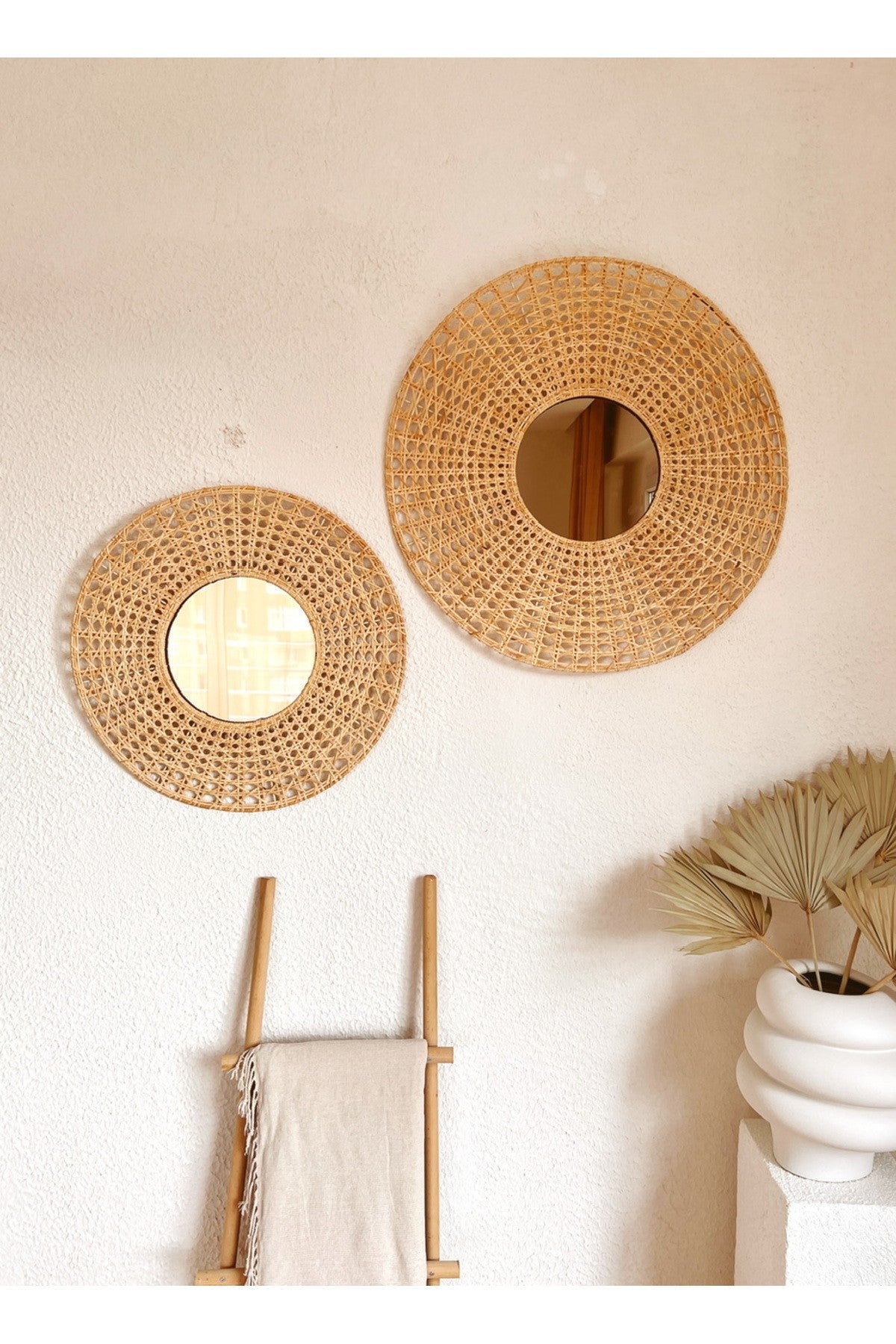 Bambu / Rattan Dekoratif Ayna 70cm