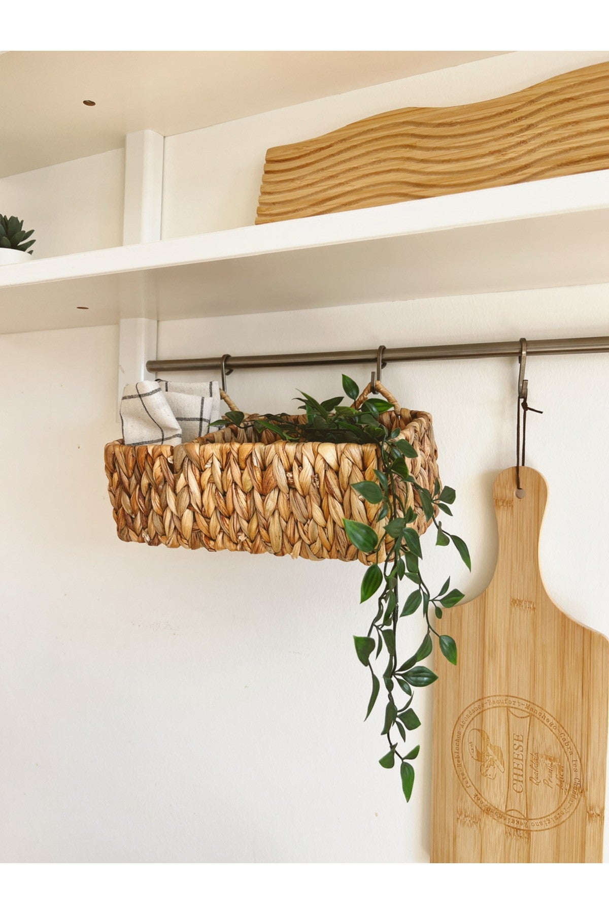 Hasır Su Sümbülü Askılı 3 Bölmeli Düzenleyici/Sepet