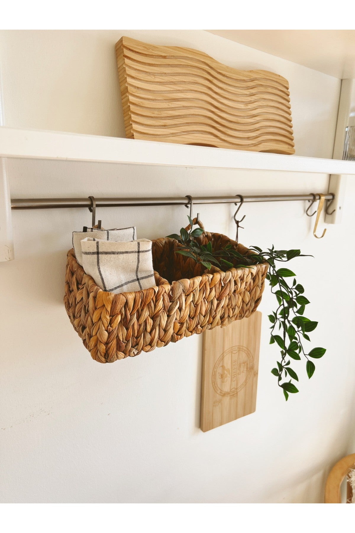 Hasır Su Sümbülü Askılı 3 Bölmeli Düzenleyici/Sepet