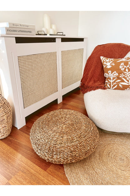 Yuvarlak Büyük Hasır Puf/Minder %100 El İşçiliği