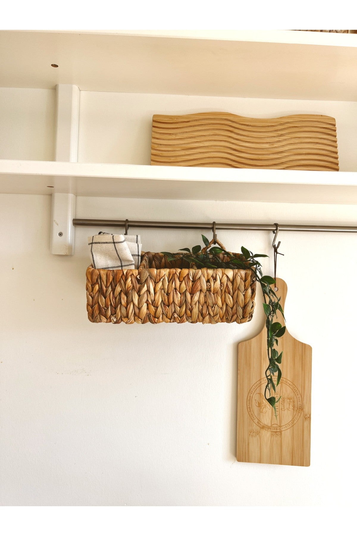 Hasır Su Sümbülü Askılı 3 Bölmeli Düzenleyici/Sepet