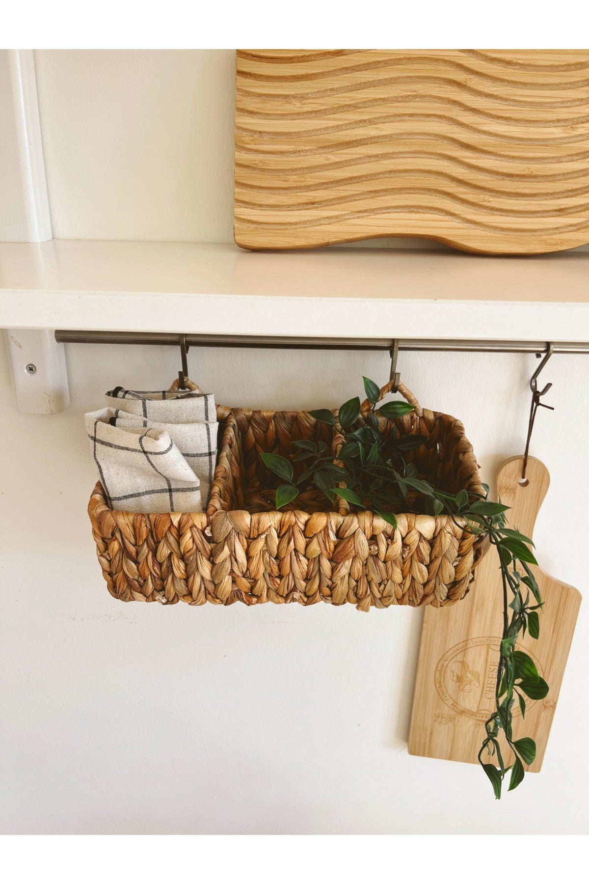 Hasır Su Sümbülü Askılı 3 Bölmeli Düzenleyici/Sepet