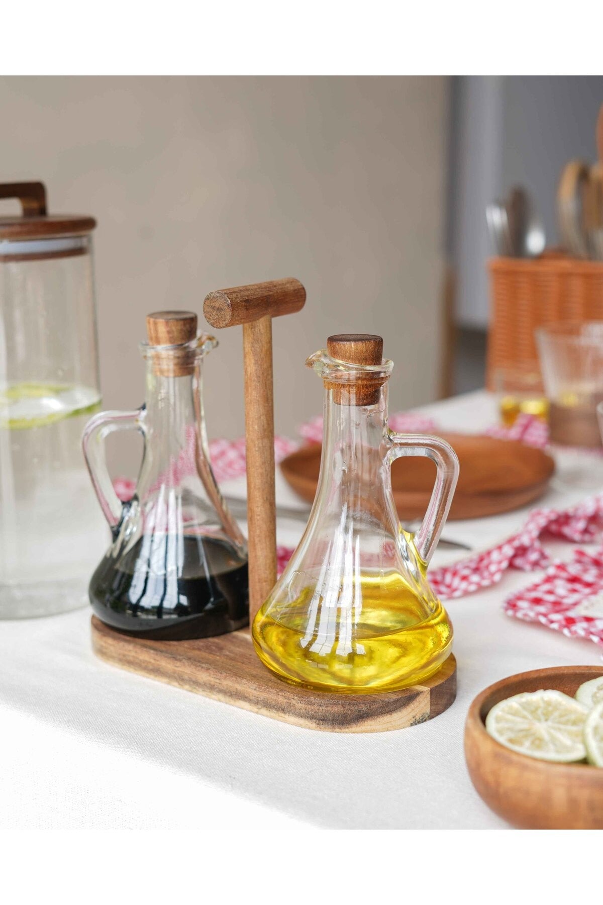 2Li Akasya Standlı Yağdanlık Seti