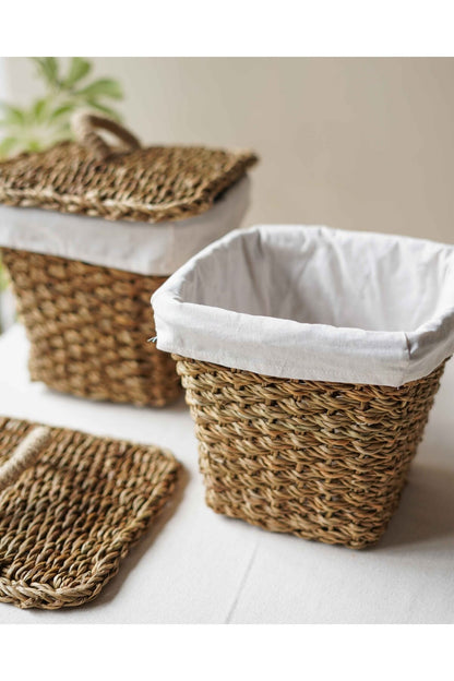 İç Korumalı 2Li Hasır Kapaklı 26x26x23cm Patates ve Soğan Sepeti/Sepet