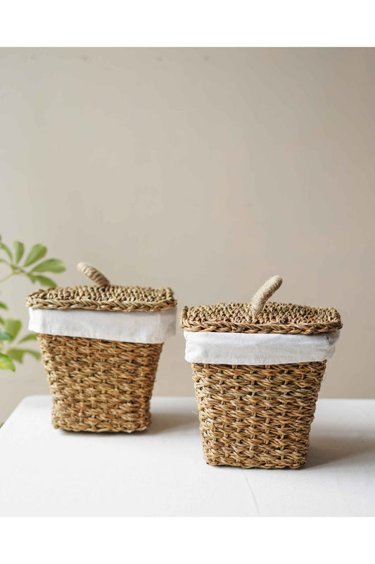 İç Korumalı 2Li Hasır Kapaklı 26x26x23cm Patates ve Soğan Sepeti/Sepet