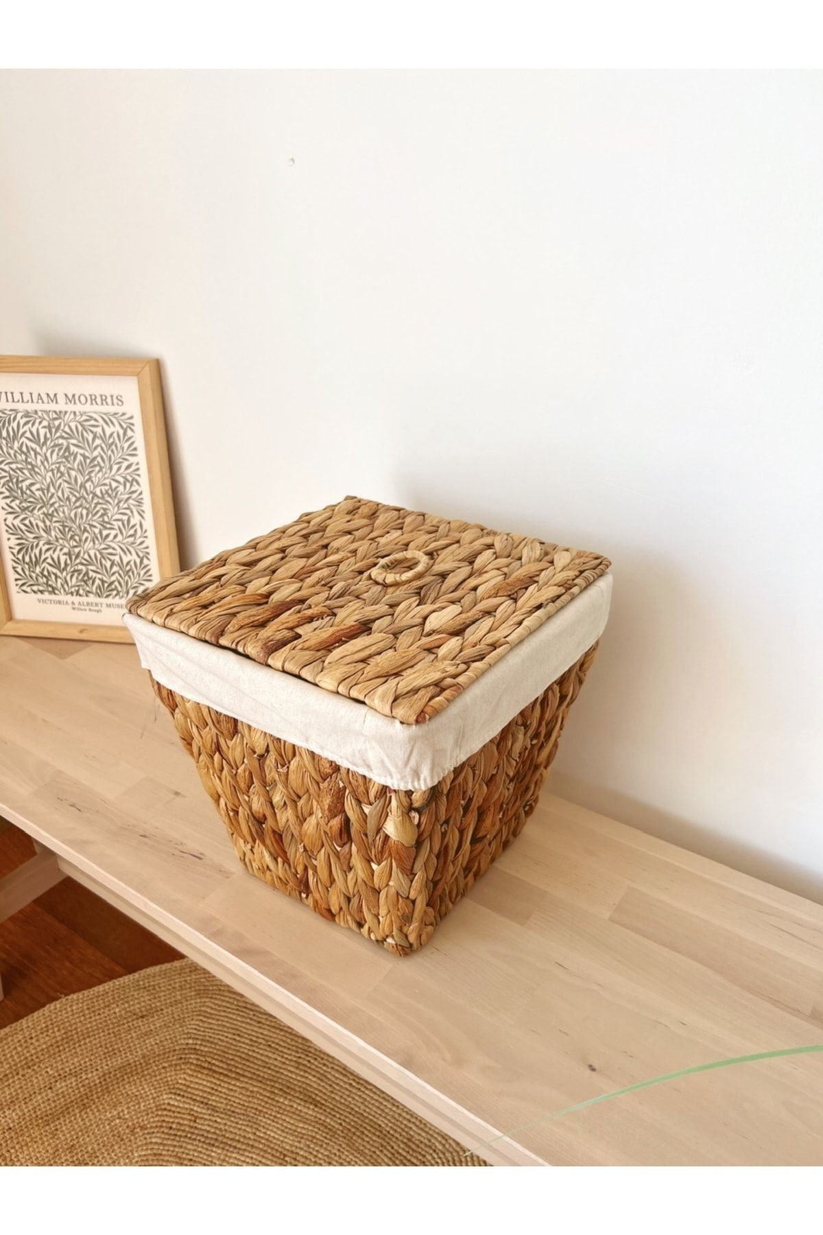 Tekli İç Korumalı Hasır Kapaklı Çok Amaçlı Patates ve Soğan Sepeti