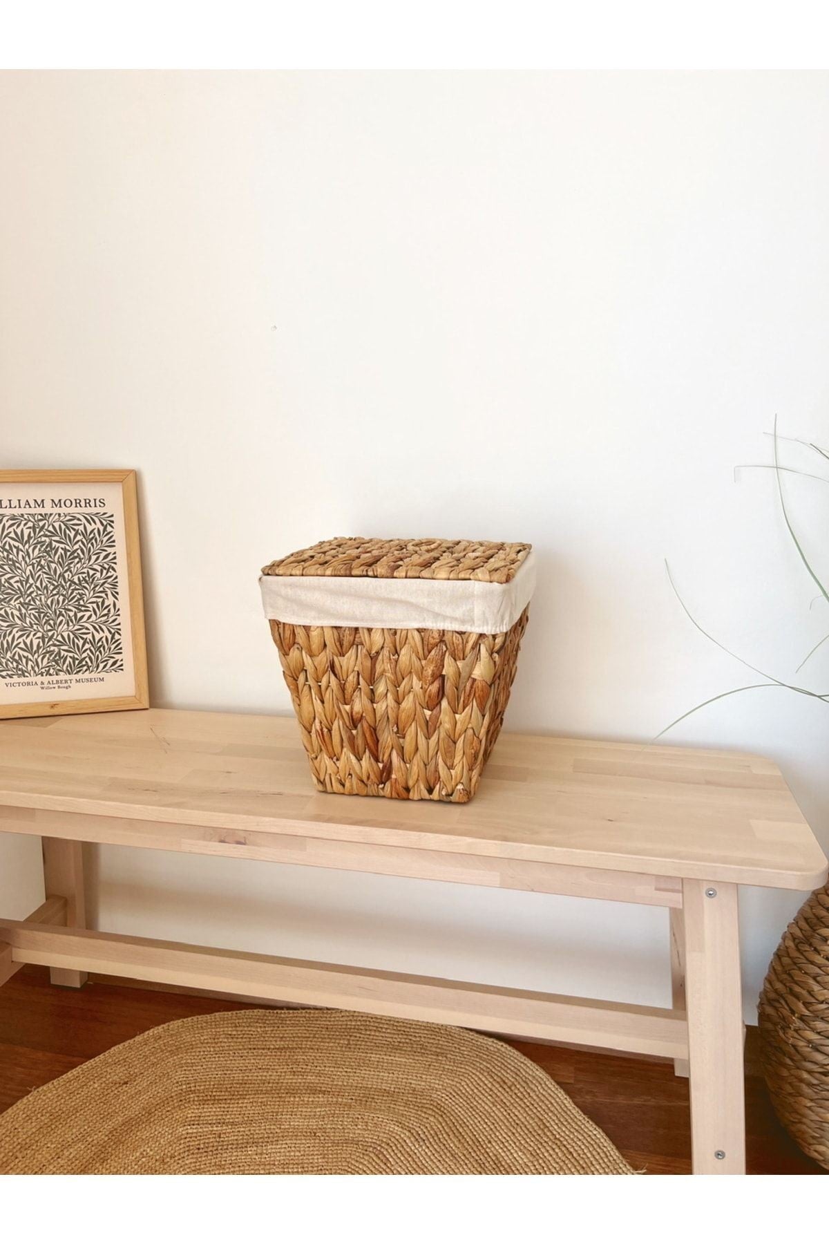 Tekli İç Korumalı Hasır Kapaklı Çok Amaçlı Patates ve Soğan Sepeti