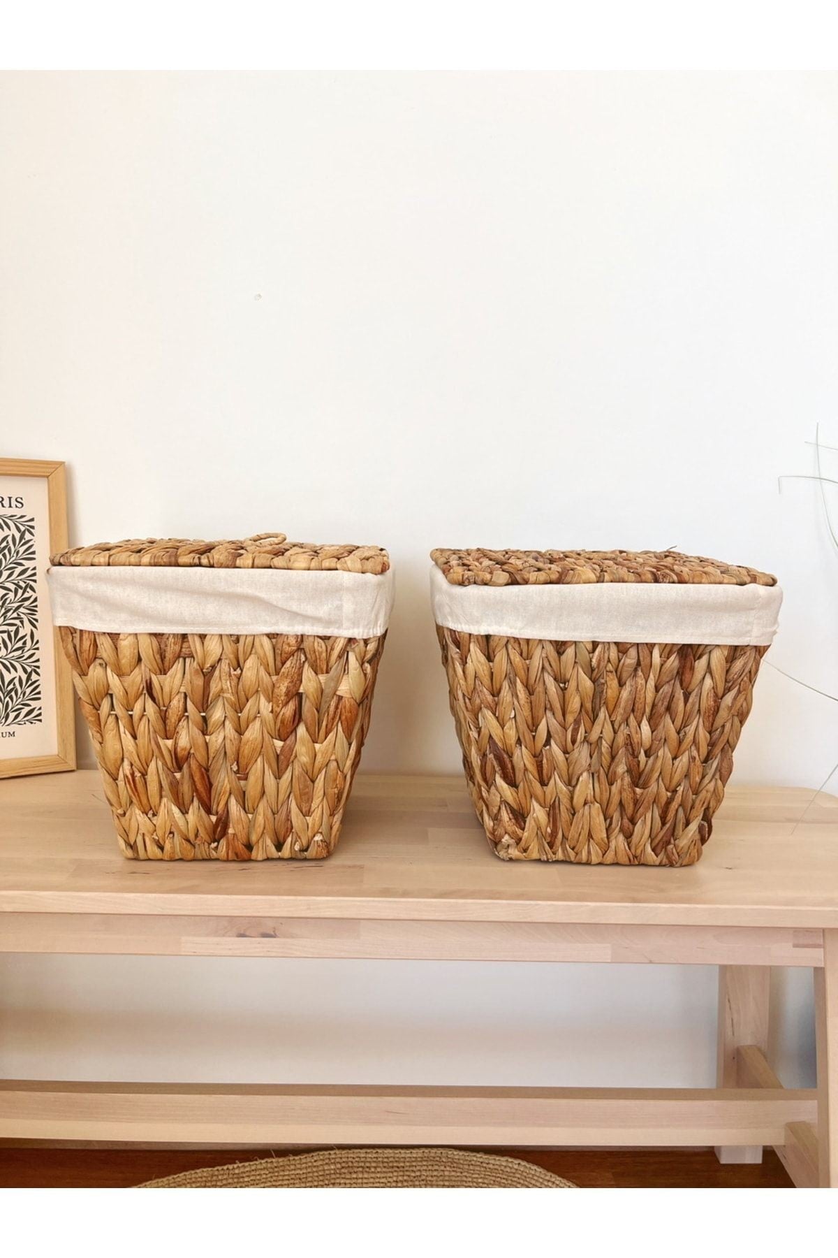 Tekli İç Korumalı Hasır Kapaklı Çok Amaçlı Patates ve Soğan Sepeti