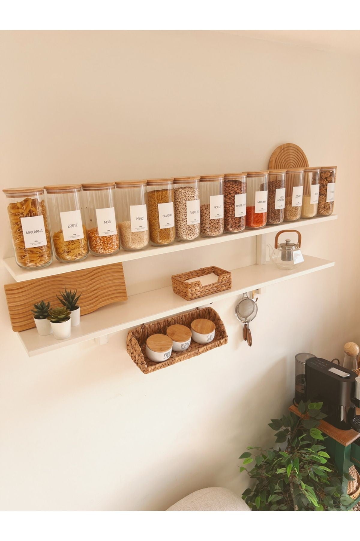 Bambu Vakum Kapaklı 12li Büyük Boy Cam Kavanoz