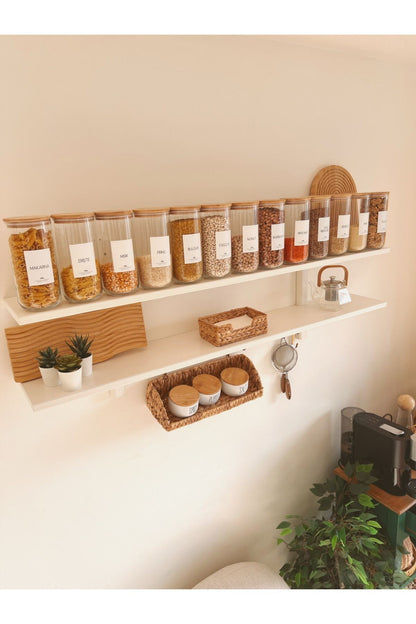 Bambu Vakum Kapaklı 12li Büyük Boy Cam Kavanoz