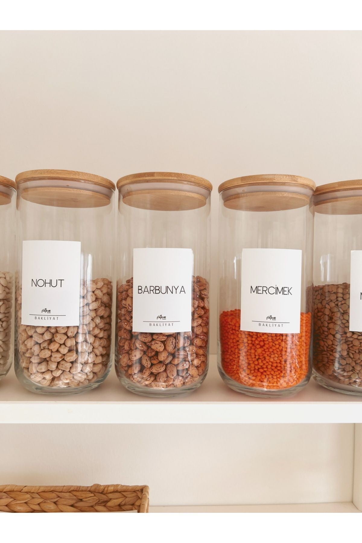 Bambu Vakum Kapaklı 12li Büyük Boy Cam Kavanoz