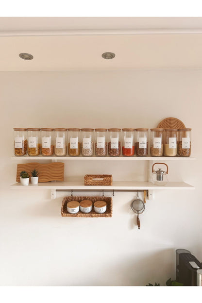 Bambu Vakum Kapaklı 12li Büyük Boy Cam Kavanoz