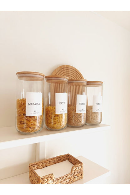 Bambu Vakum Kapaklı Tekli Büyük Boy Cam Kavanoz