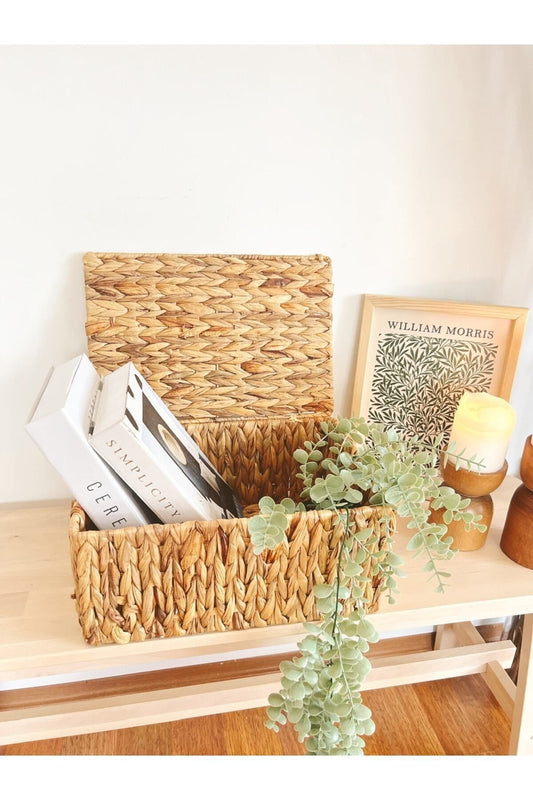 Hasır Dikdörtgen Büyük Boy Kapaklı Düzenleyici/sepet