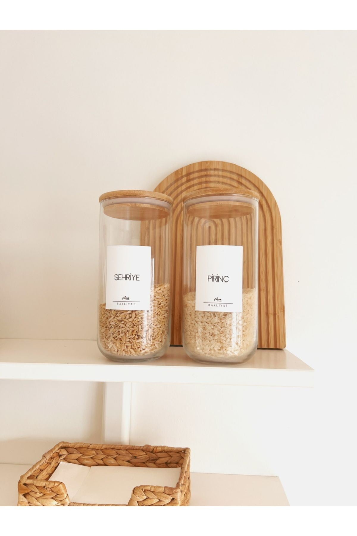 Bambu Vakum Kapaklı Tekli Büyük Boy Cam Kavanoz