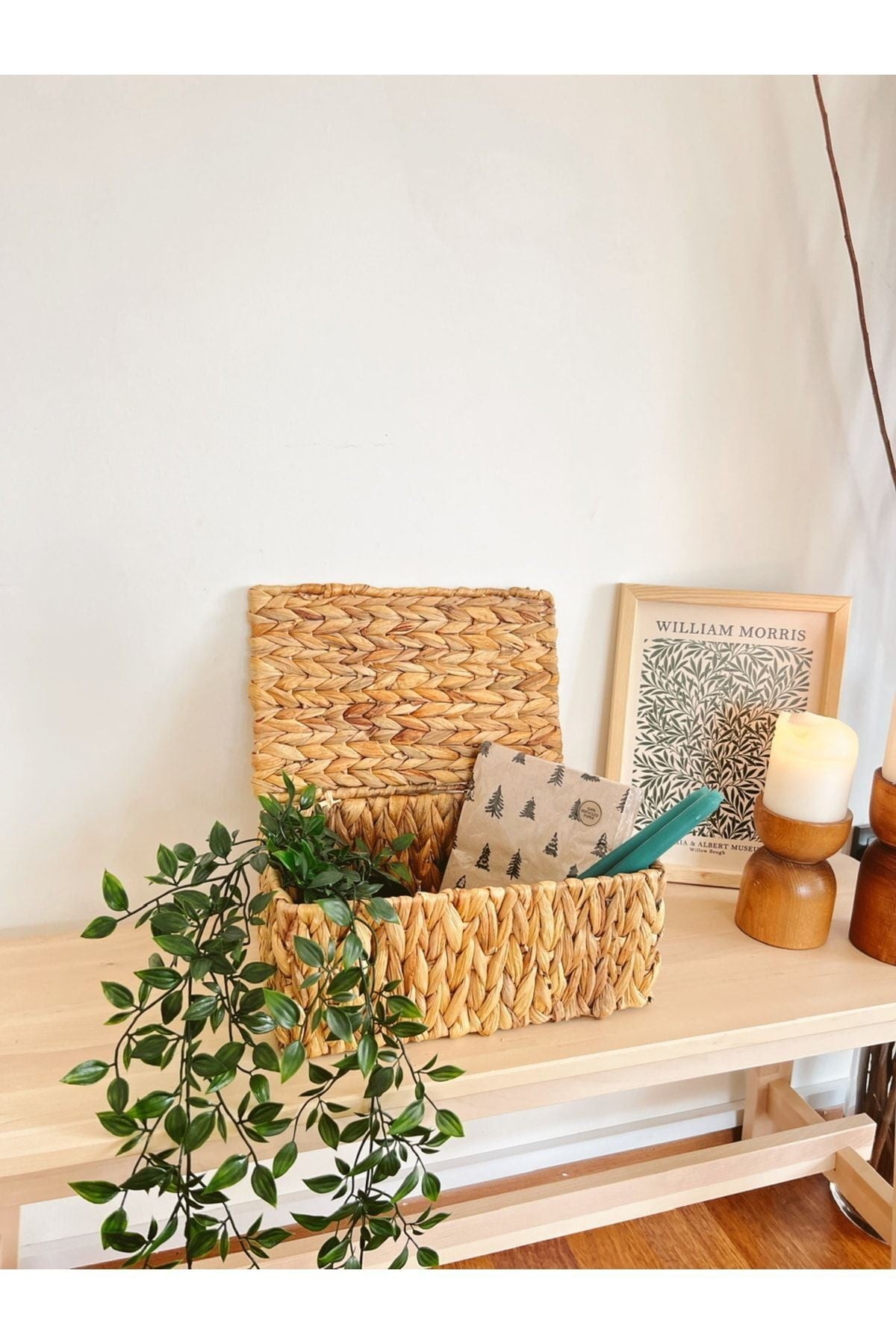 Hasır Dikdörtgen Orta Boy Kapaklı Düzenleyici/sepet