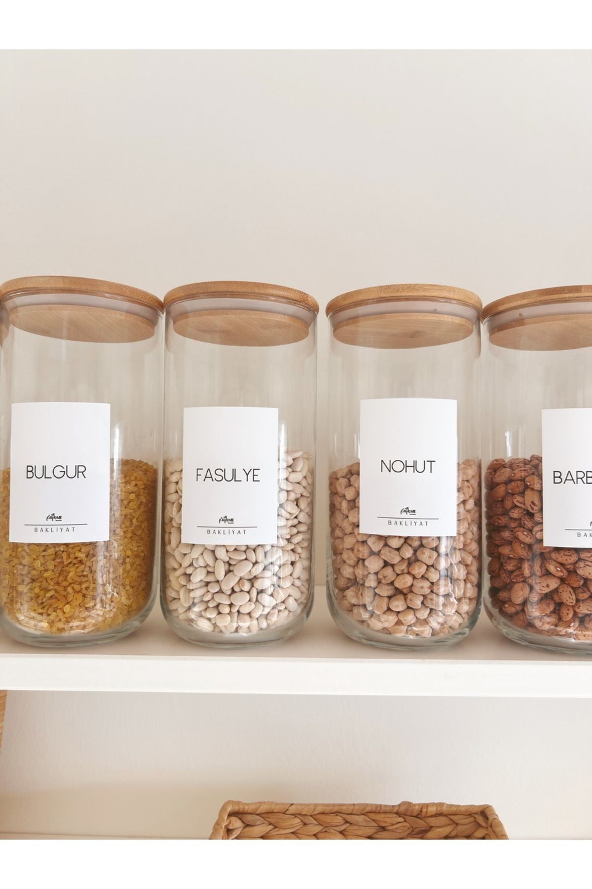 Bambu Vakum Kapaklı 12li Büyük Boy Cam Kavanoz