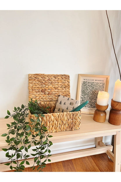 Hasır Dikdörtgen Orta Boy Kapaklı Düzenleyici/sepet