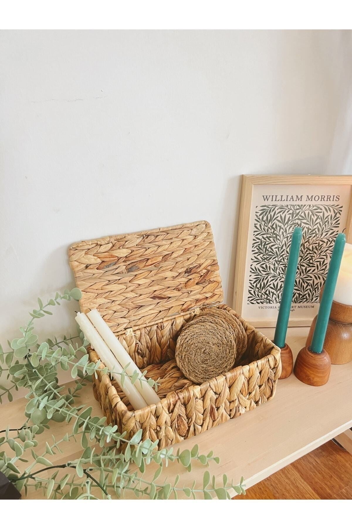 Hasır 3lü Dikdörtgen Kapaklı Düzenleyici/sepet