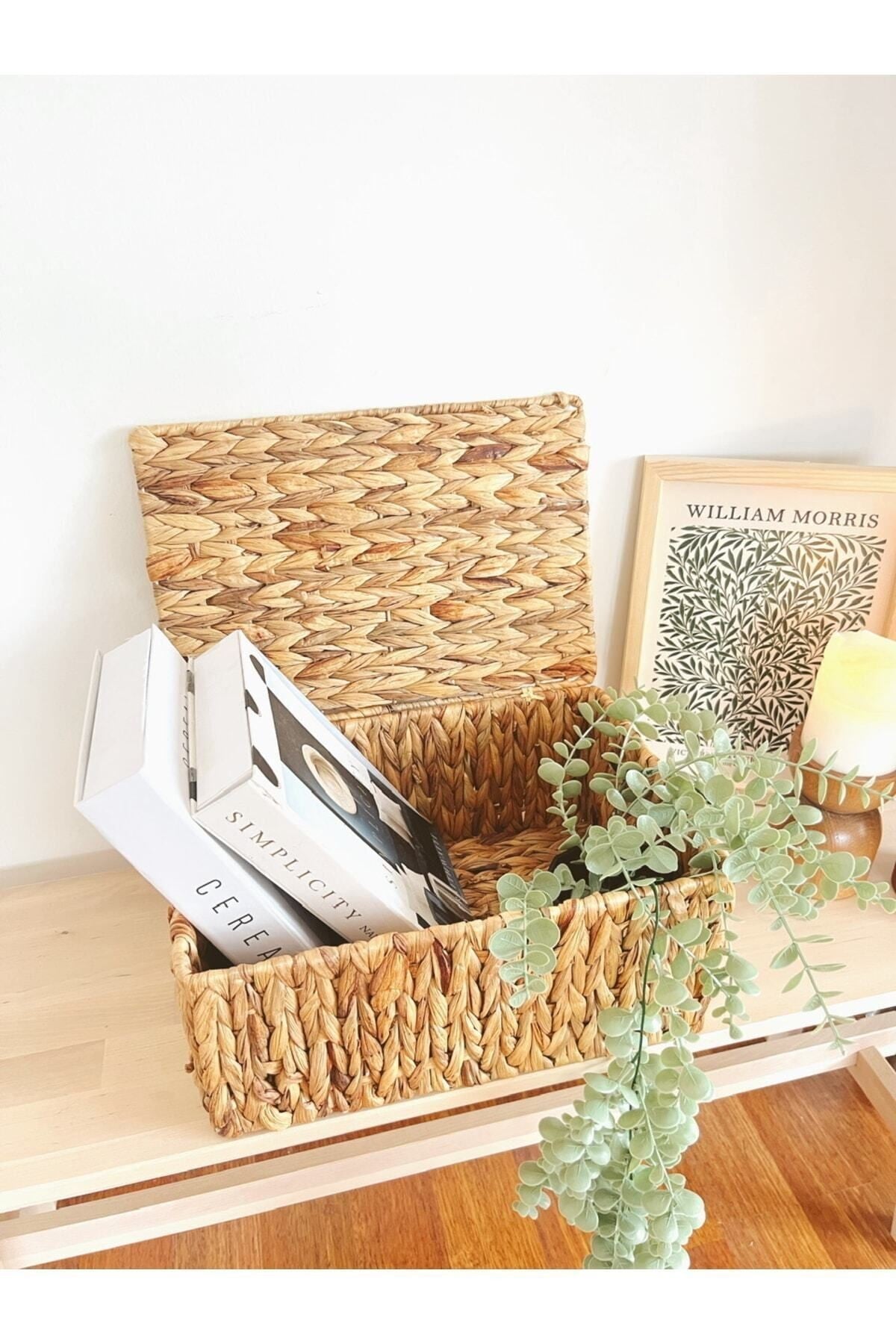 Hasır 3lü Dikdörtgen Kapaklı Düzenleyici/sepet