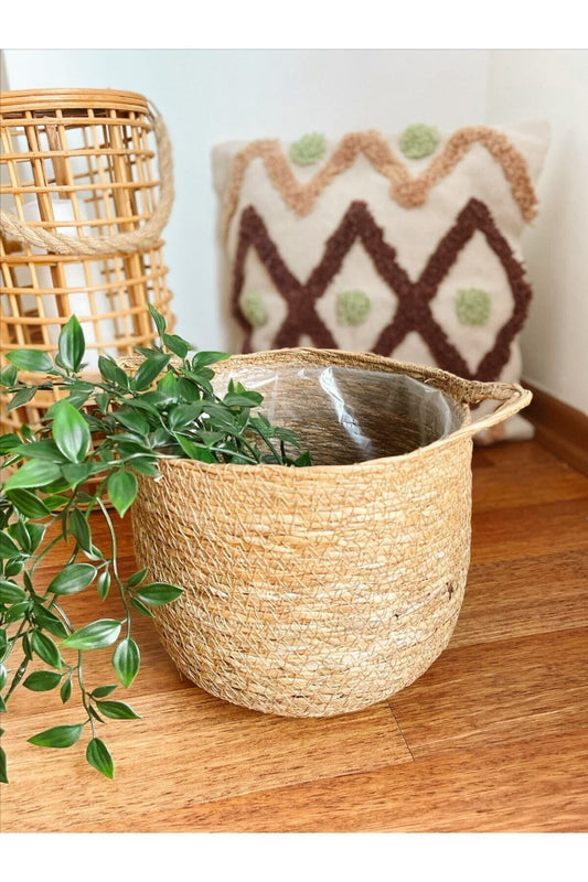 Iç Korumalı Orta Boy Sağlam Hasır Sepet/düzenleyici/saksılık