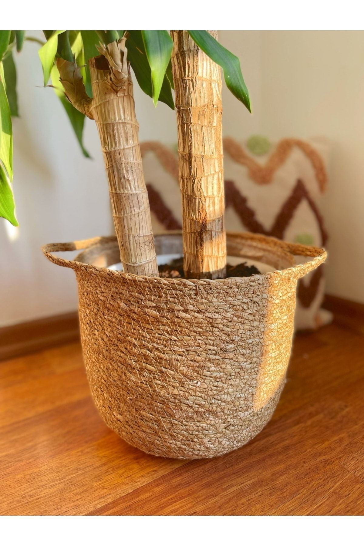 Iç Korumalı Büyük Boy Sağlam Hasır Sepet/düzenleyici/saksılık