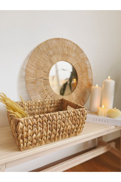 Hasır Sağlam Dikdörtgen Orta Boy Sepet/düzenleyici