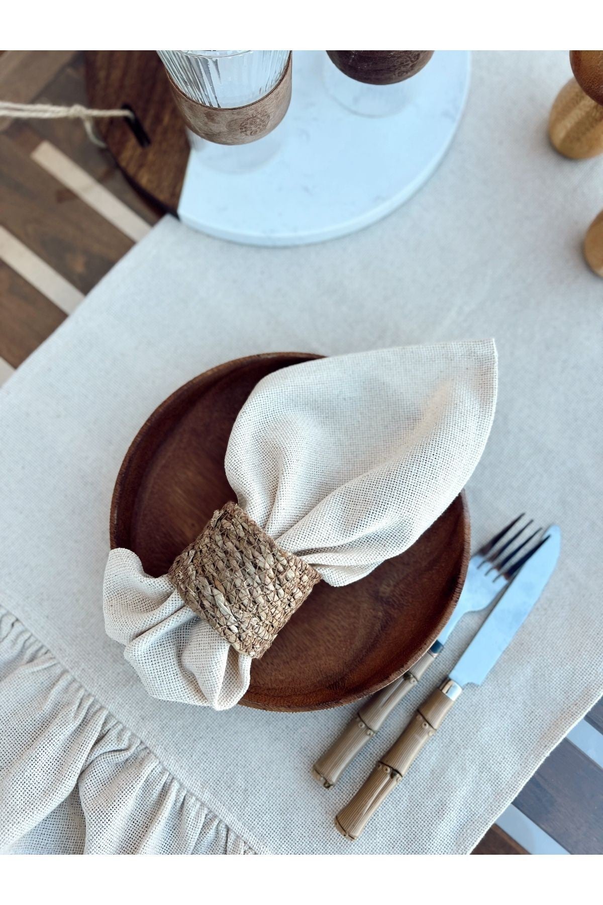 %100 Keten Kumaş Peçete 4Lü