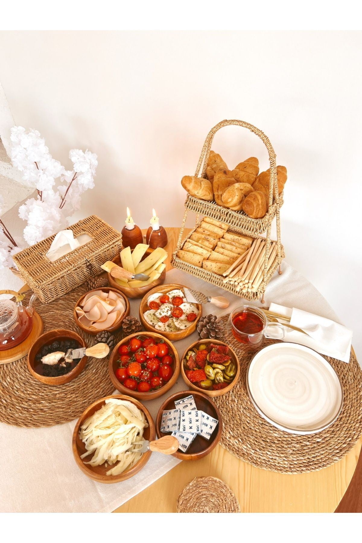 Akasya 15cm 4Lü Yuvarlak Sunum / Çerezlik / Kahvaltılık