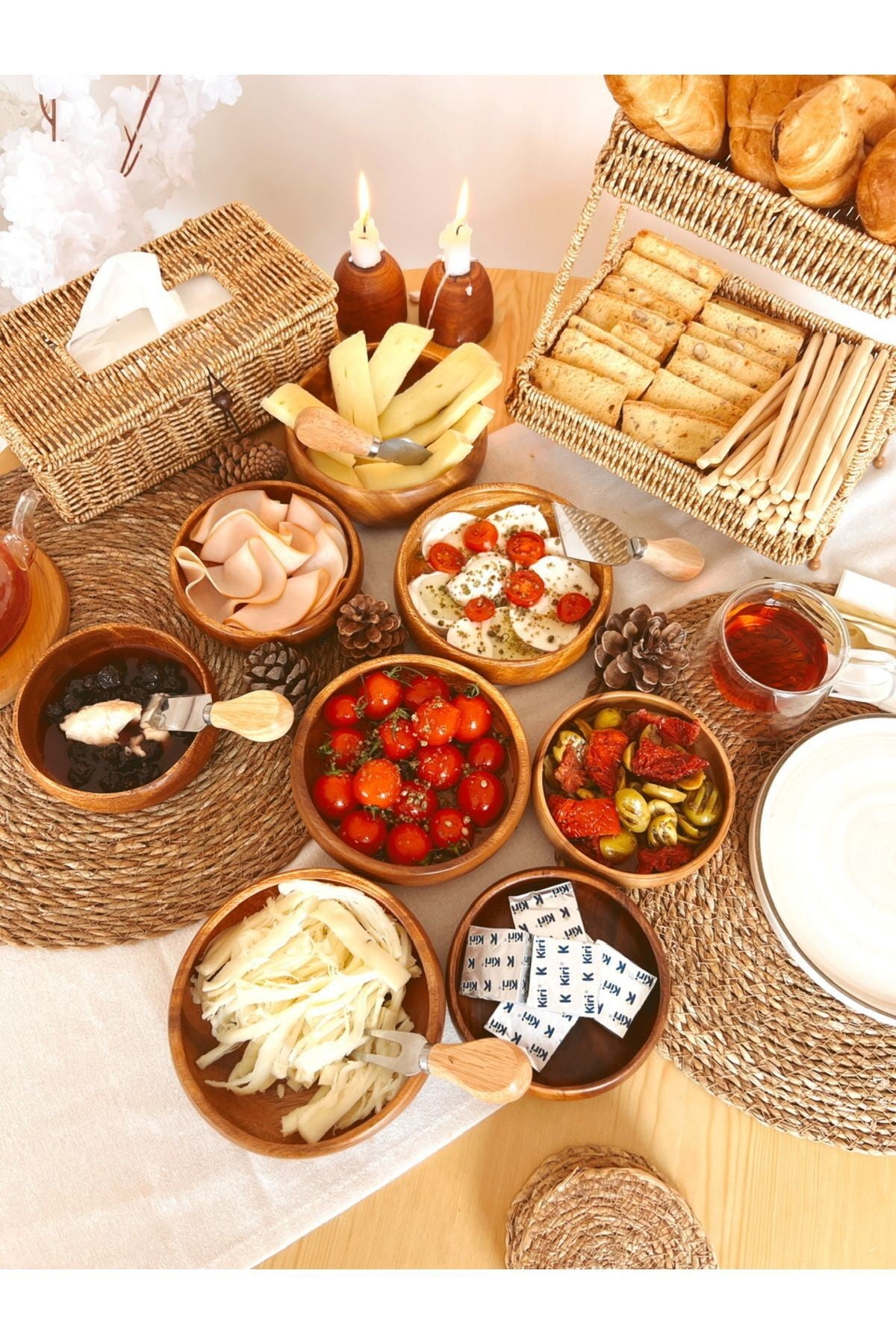 Akasya 15cm 4Lü Yuvarlak Sunum / Çerezlik / Kahvaltılık