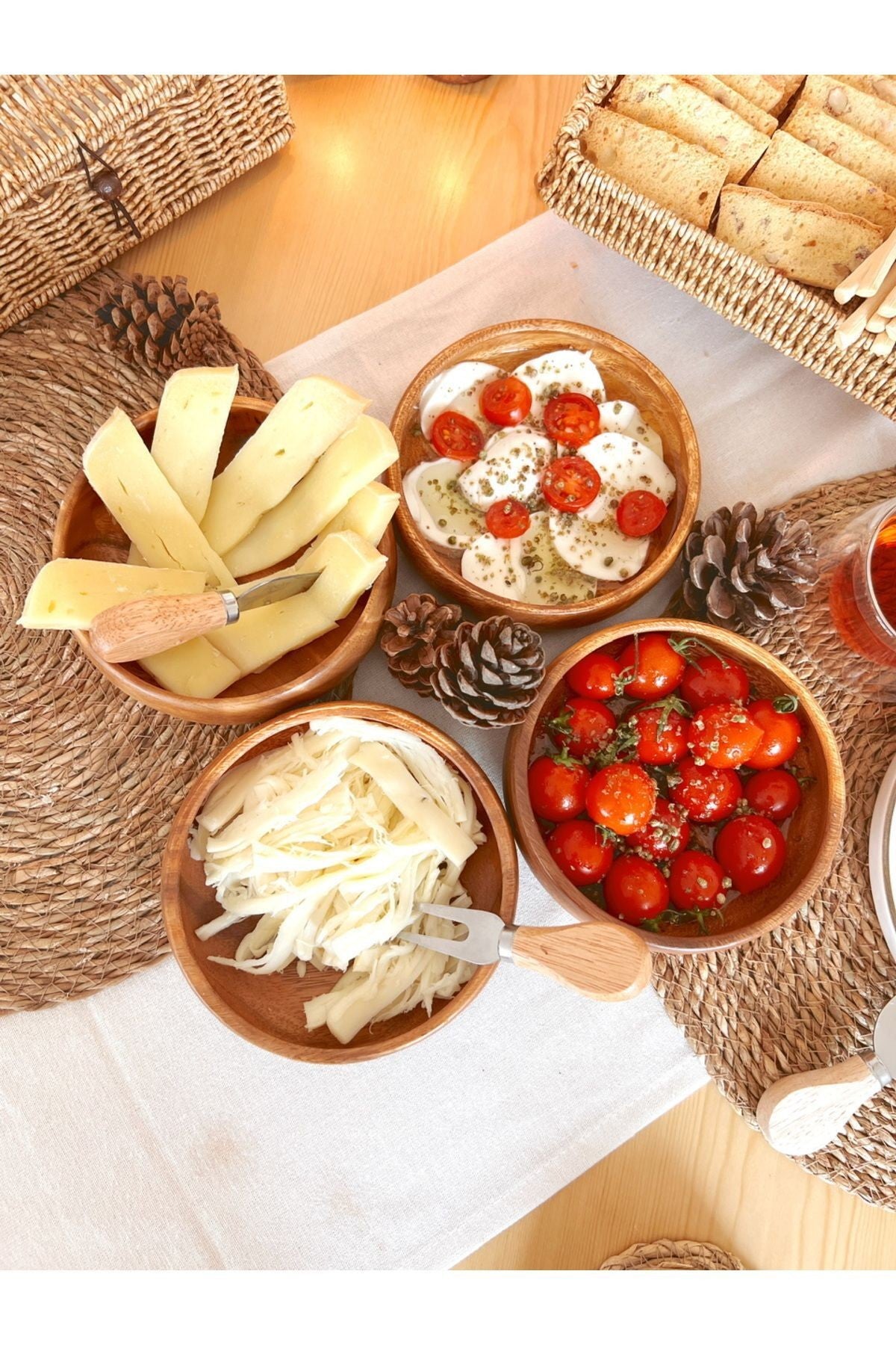 Akasya 15cm 4Lü Yuvarlak Sunum / Çerezlik / Kahvaltılık