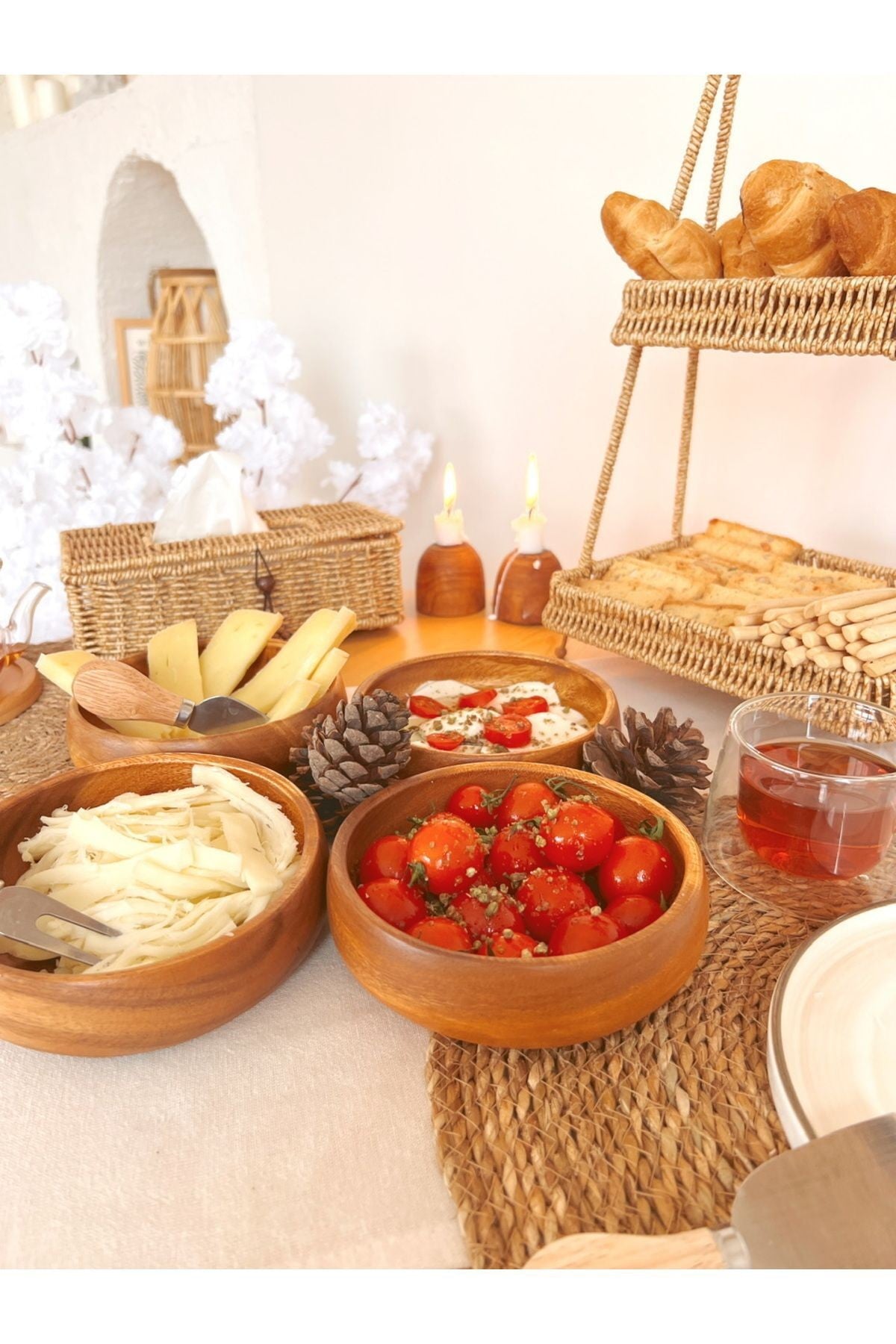 Akasya 15cm 4Lü Yuvarlak Sunum / Çerezlik / Kahvaltılık