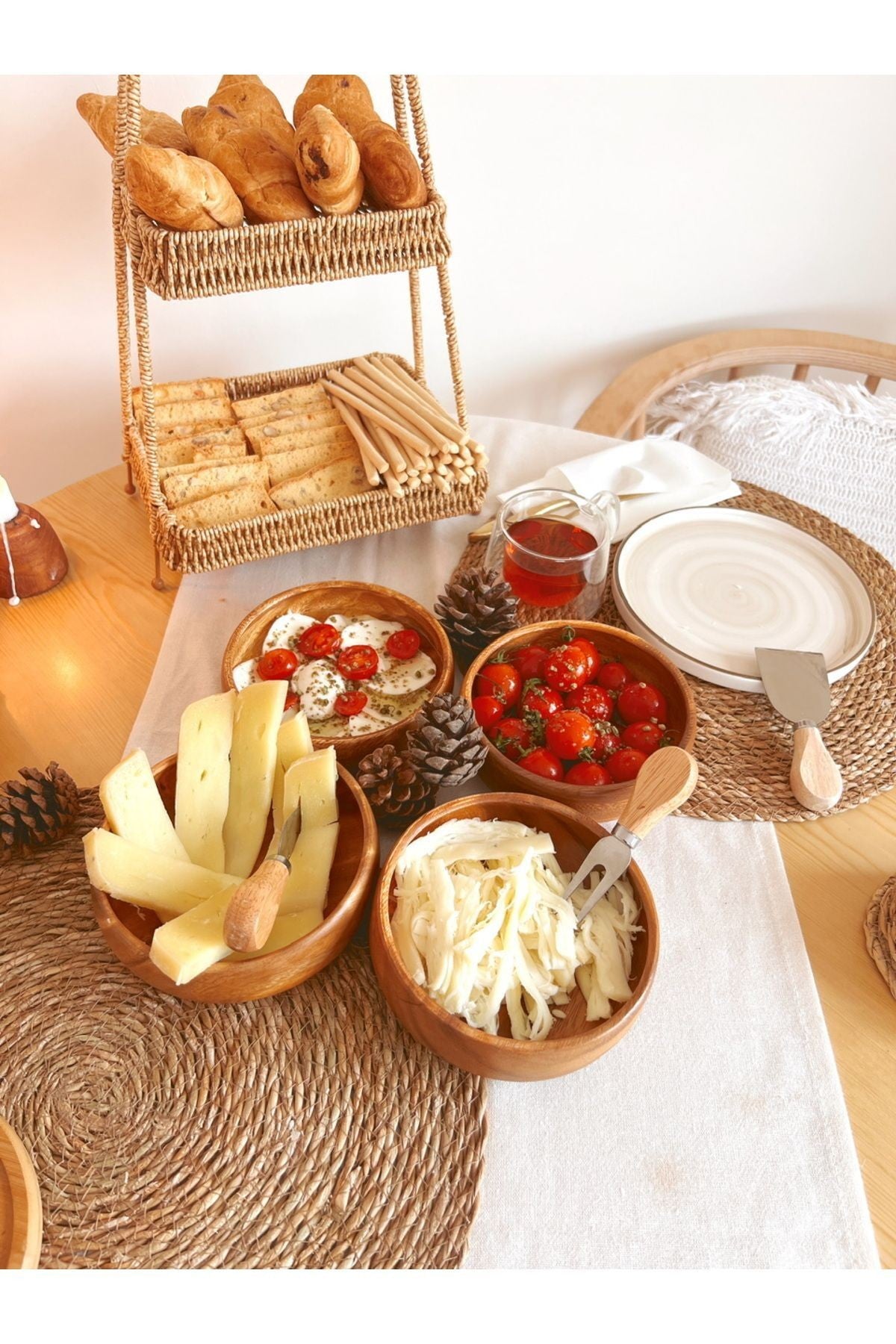 Akasya 15cm 4Lü Yuvarlak Sunum / Çerezlik / Kahvaltılık