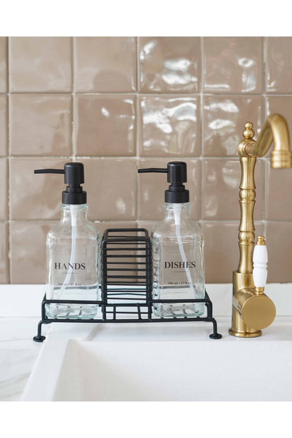 2Li Standlı Siyah Sabunluk Seti