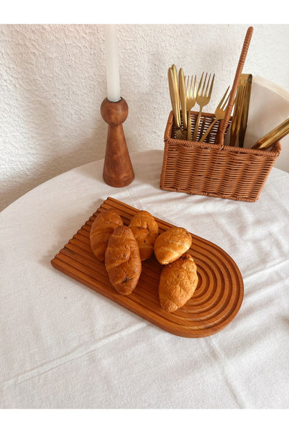 Doğal Ahşap Oymalı Yarım Gökkuşağı Ahşap Tepsi/Sunum Tepsisi/Sunumluk/Banyo Tepsisi