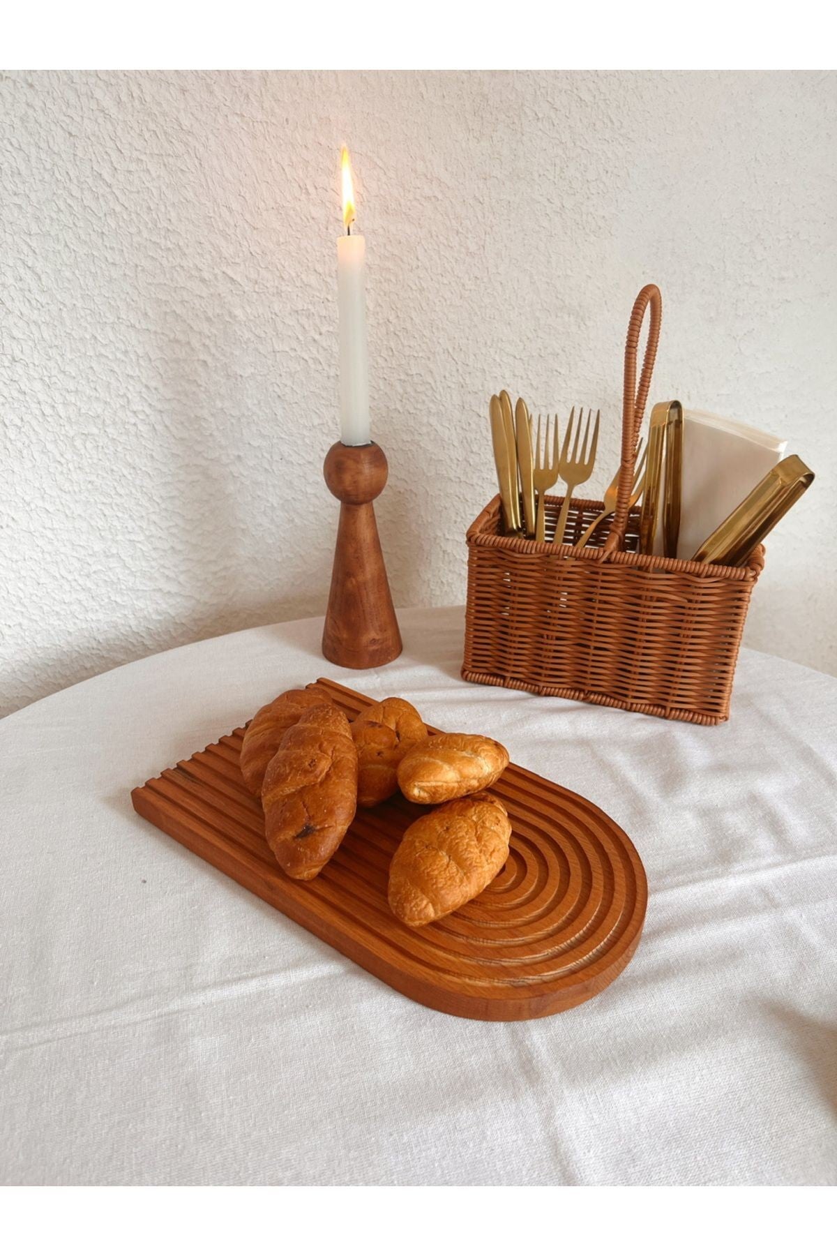 Doğal Ahşap Oymalı Yarım Gökkuşağı Ahşap Tepsi/Sunum Tepsisi/Sunumluk/Banyo Tepsisi