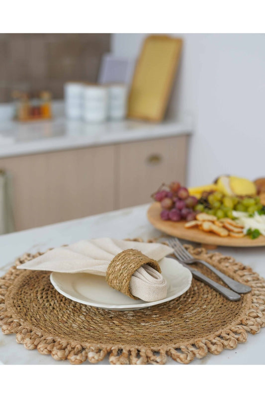 Doğal Hasır 4Lü Amerikan Servis/Supla/Sunum