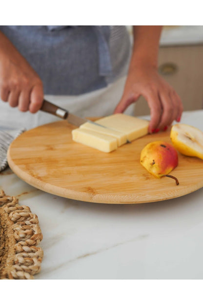 Bambu Yuvarlak Ayaklı Kesme Tahtası / Peynir Tabağı