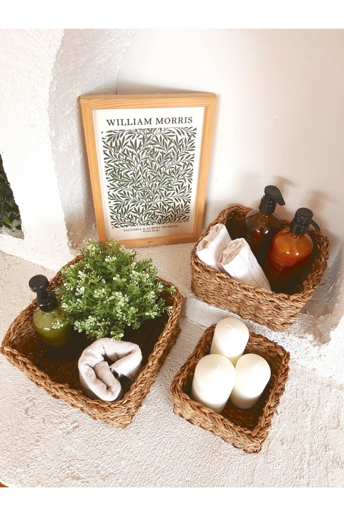 Hasır 3Lü Kare Düzenleyici/Sepet/Organizer