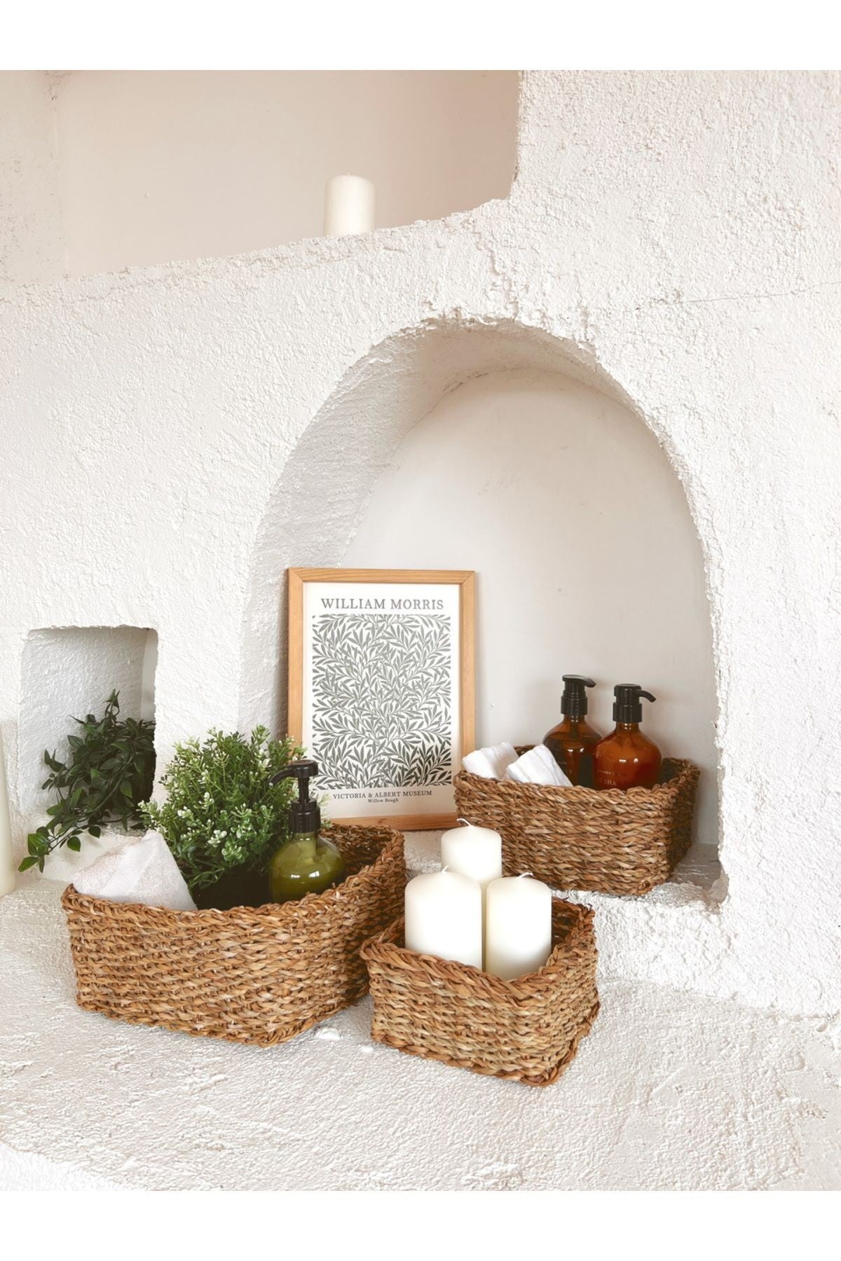 Hasır 3Lü Kare Düzenleyici/Sepet/Organizer